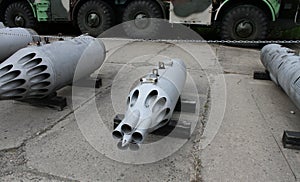 Russian Disarmed Unguided Rockets System On A Ground At Military Base photo