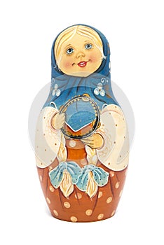 Russian doll matrioshka with matte paint isolated