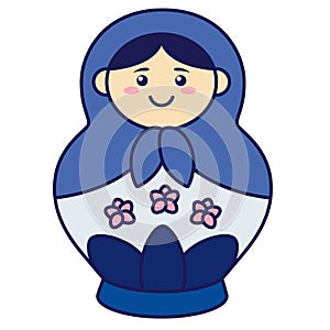 Russian doll matryoshka. Flat design for poster or t-shirt. Vector illustration