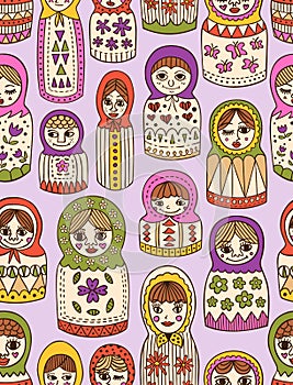 Russian doll seamless pattern