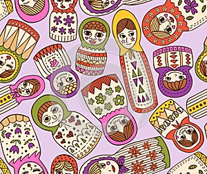 russian doll seamless pattern