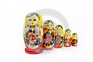 Russian doll toy matryoshka isolated on white background