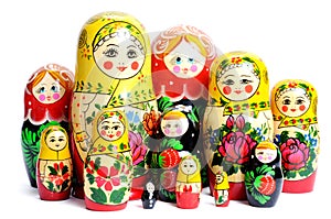 Russian doll on the white