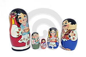 Russian dolls family - isolated