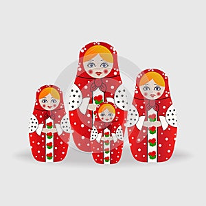 Russian dolls or matryoshka dolls. Vector illustration on background.
