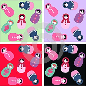 Russian dolls seamless pattern