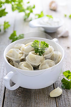 Russian dumplings and garlic