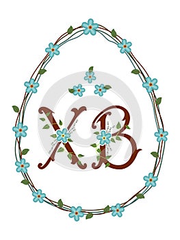 Russian easter with floral wreath. Vector Orthodox Easter illustration