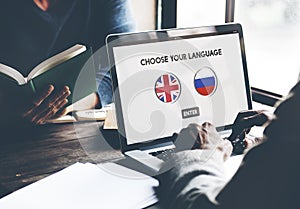 Russian English Communication Language Concept