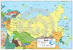 Russian Federation detailed political map