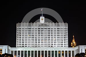 The Russian Federation government house by night