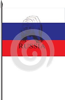 Russian flag with a bear