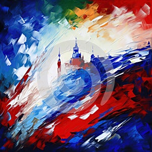 Russian flag with Kremlin impressionist concept generative AI