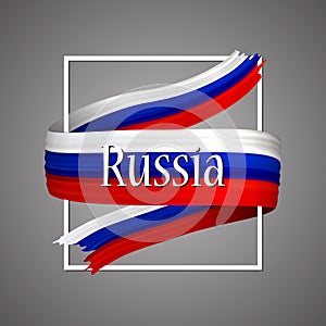 Russian flag. Official national colors. Russian 3d realistic stripe ribbon. Vector icon sign background.