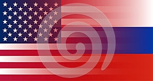 Russian and flag USA in gradient superimposition. Vector