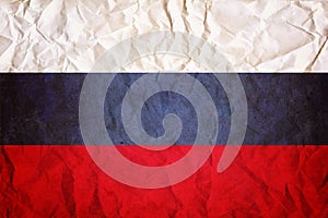 Russian flag, wrinkled paper design background