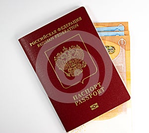 Russian foreign passport and money