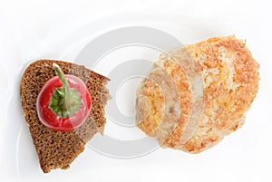 Russian Fresh meatloaf and bread with pepper