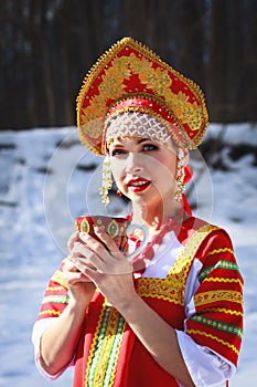 Russian girl in a kokoshnik