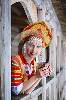 Russian girl in a kokoshnik photo