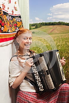 Russian girl playing the accordion