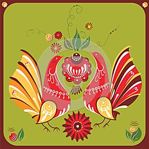 Russian Gorodets style birds