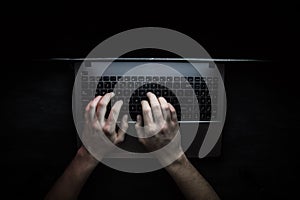 Russian hacker hacking the server in the dark web, Deep Web Top view