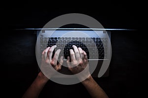 Russian hacker hacking the server in the dark web, Deep Web Top view