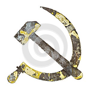 Russian hammer and sickle symbol isolated on white