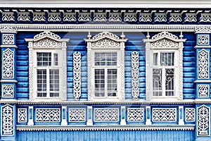 Russian house facade with frames photo