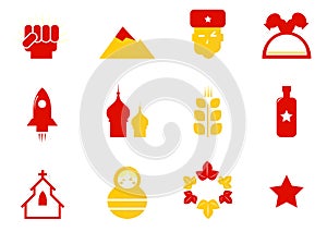 Russian icons & communist stereotypes.