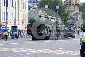 Russian Intercontinental Ballistic Missile RS-24 Yars on military parade