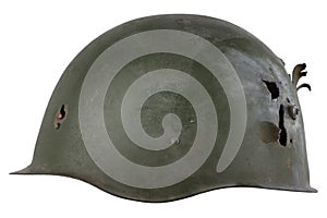 Russian invasion in Ukaraine 2022. Equipping mobilized - ?ld type russian army helmet with bullet holes
