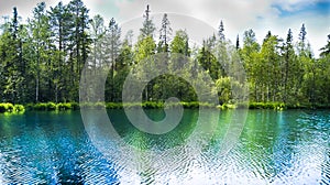 Lake among Russian forest in summer