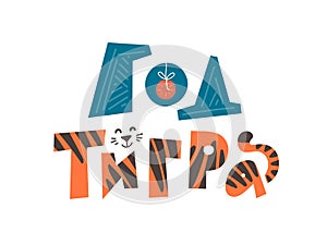 Russian Lettering Year of the tiger. Happy new year greeting card.