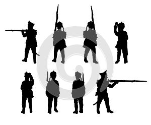 Russian Line infantry. Soldiers silhouettes set