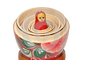 Russian matryoshka doll on white background