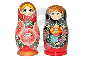 Russian matryoshka doll on white background