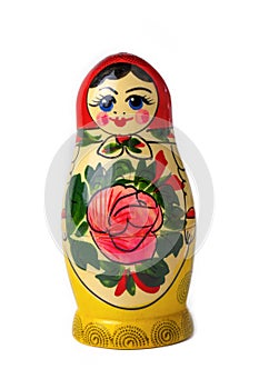 A russian matryoshka doll on a white background