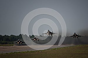 Russian military aircraft MIG 29 take off