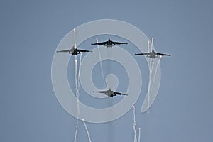 Russian military aircraft MIG 29 take off