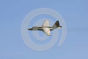 Russian military fighter aircraft SU-25 in flight