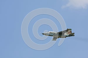 Russian military fighter aircraft SU-25 in flight