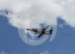 Russian military fighter plane flying