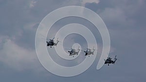 Russian military helicopter Mi-28N 4K prilet