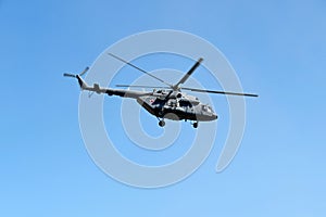 Russian military helicopter Mi-8 in flight