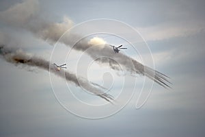 Russian military helicopters attack the target