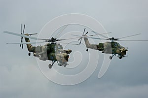 Russian military helicopters Mi-28N on air-show