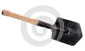 Russian military shovel isolated on a white background