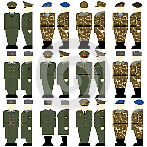 Russian military uniforms of soldiers and officers